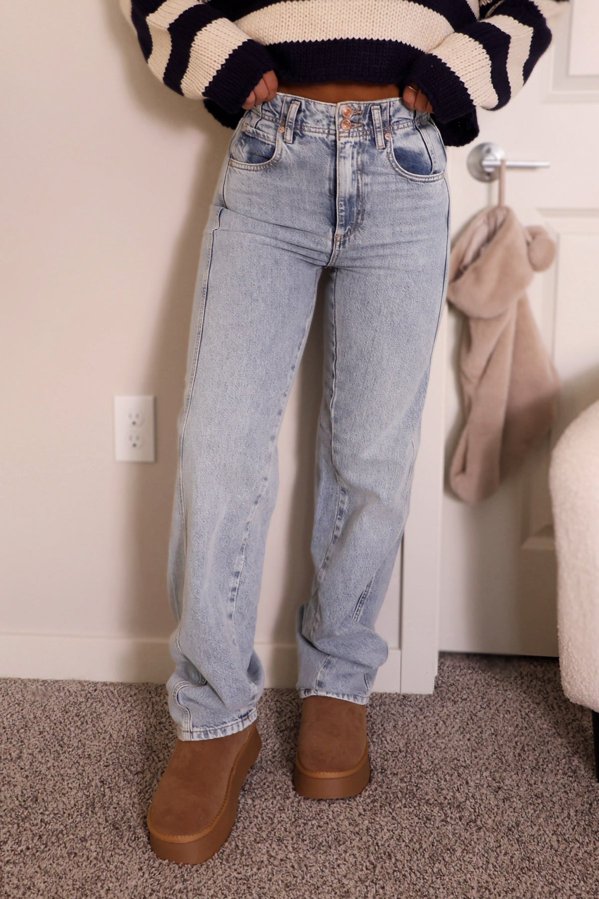 Free People Light Wash Aster Straight Leg Jeans - Magnolia Boutique