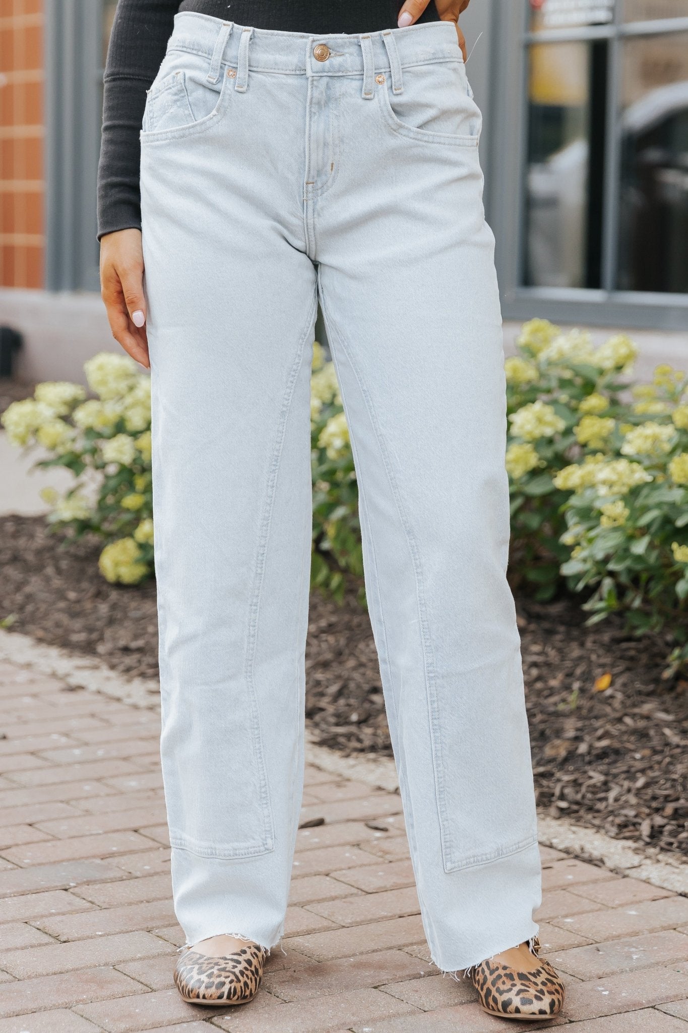 Free People Light Wash Risk Taker Mid - Rise Straight Leg Jeans - Magnolia Boutique