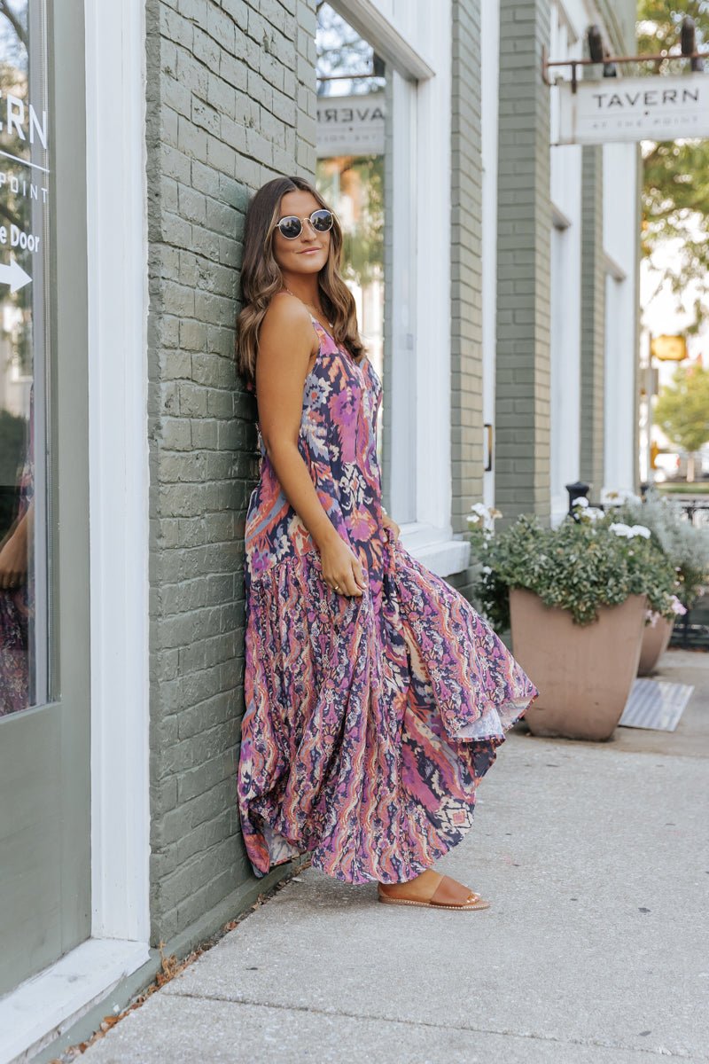 Free People Multi Print Everything and More Maxi Dress Final Sale Medium Women s Online Boutique Boho Chic Style Magnolia Boutique