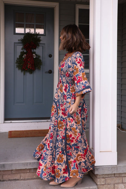 Free People Navy Multi Print Dixie Maxi Dress - Magnolia Boutique