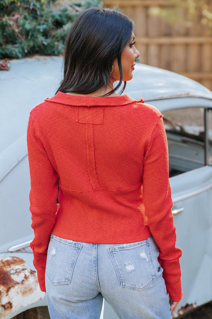 Free People Red Midnight Half Zip Pullover - Magnolia Boutique