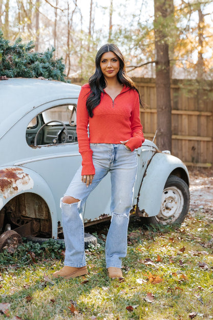 Free People Red Midnight Half Zip Pullover - Magnolia Boutique