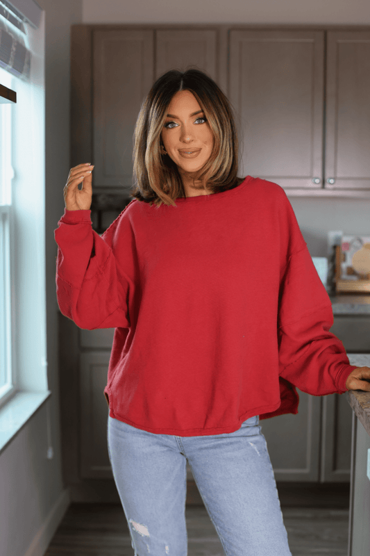 Free People Red Total Eclipse Pullover Tee - Magnolia Boutique