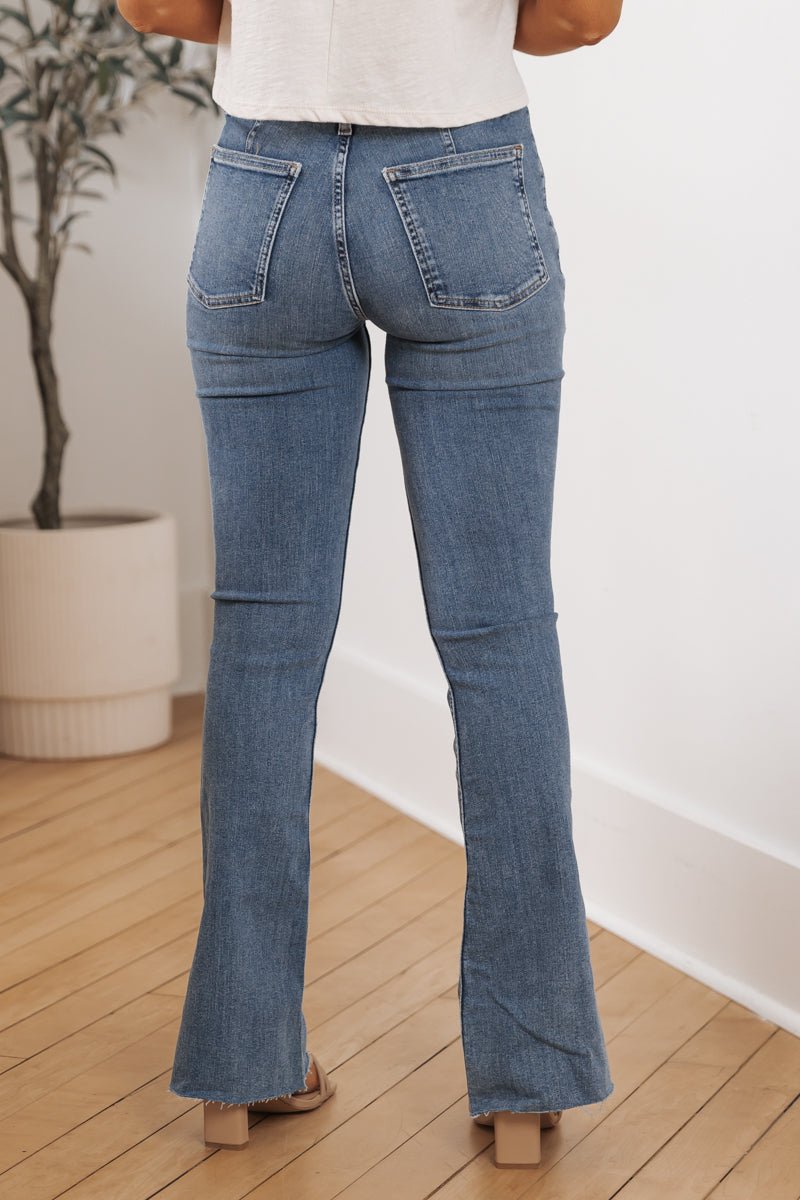 Free People Sunburst Blue Level Up Slim Flare Jeans - Magnolia Boutique