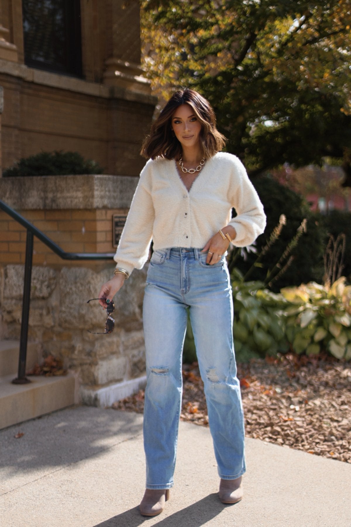 Fuzzy Soft Cream Sweater Cardigan - Magnolia Boutique