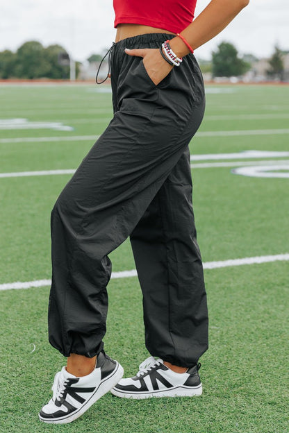 Game On Black Parachute Pants - Magnolia Boutique