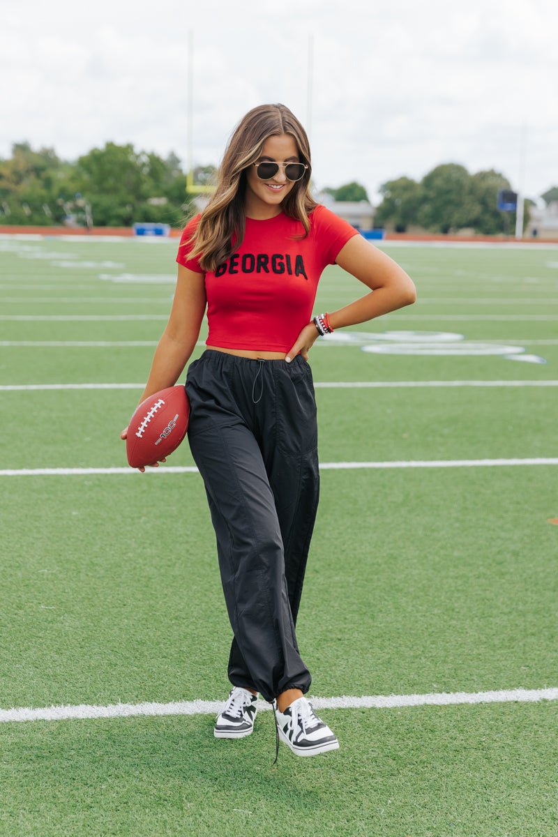 Game On Black Parachute Pants - Magnolia Boutique