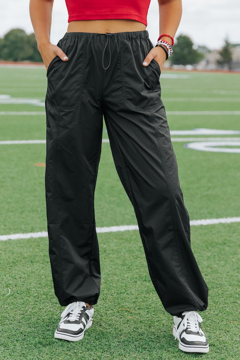 Game On Black Parachute Pants - Magnolia Boutique