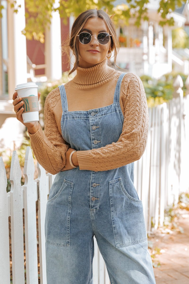 Georgia Wide Leg Denim Overalls - Magnolia Boutique