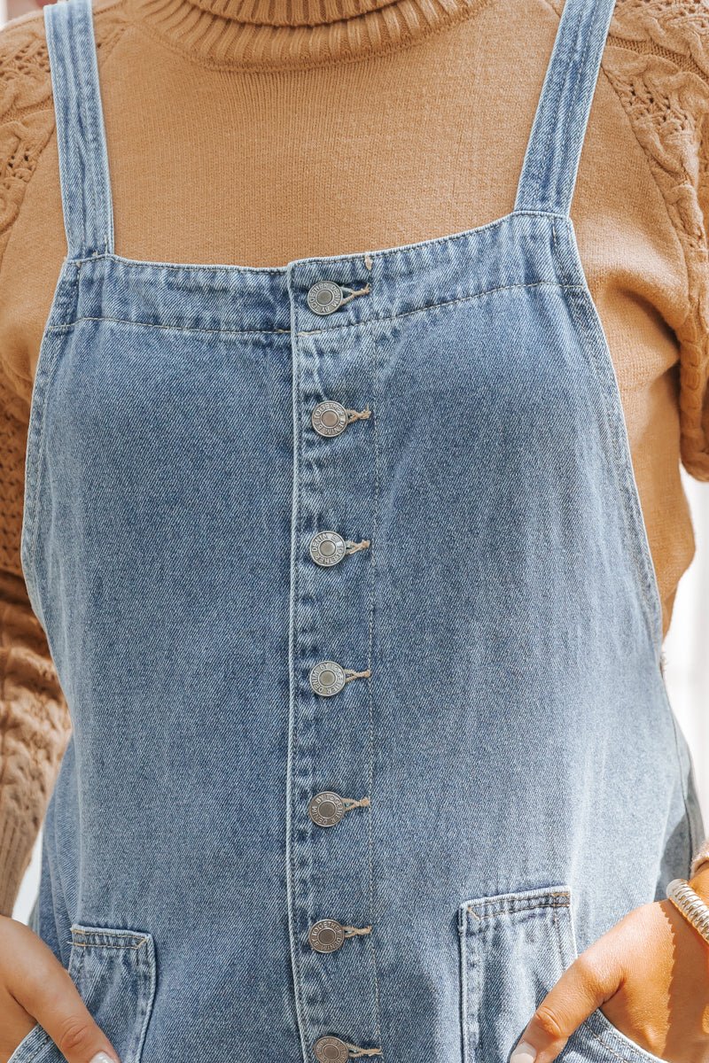 Georgia Wide Leg Denim Overalls - Magnolia Boutique