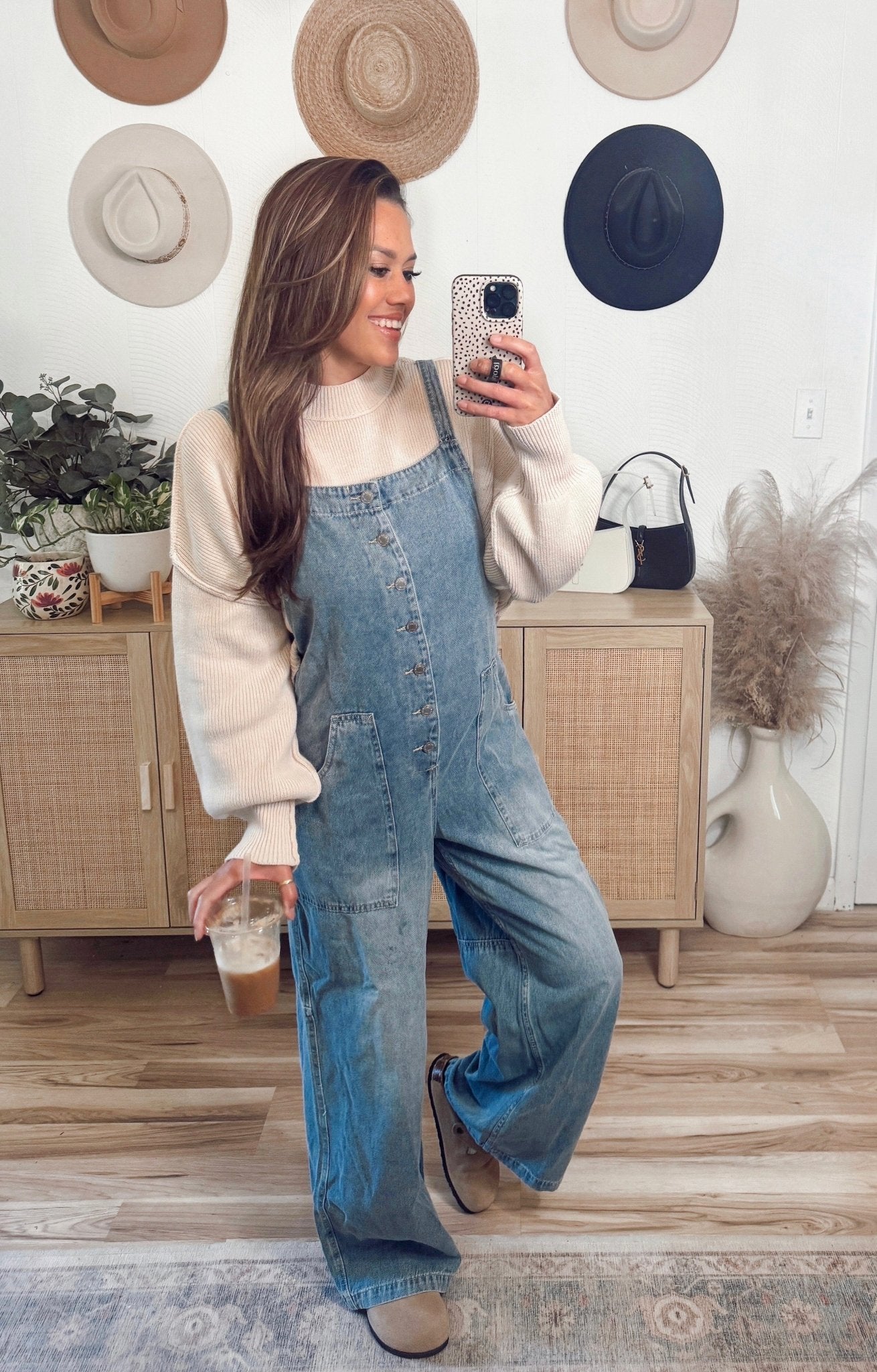 Georgia Wide Leg Denim Overalls - Magnolia Boutique