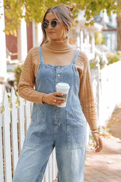 Georgia Wide Leg Denim Overalls - Magnolia Boutique