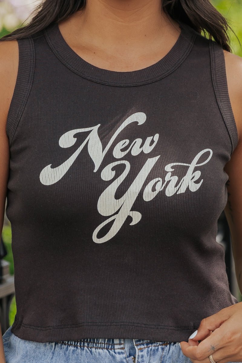 Girl Dangerous New York Graphic Tank Top - Charcoal - Magnolia Boutique