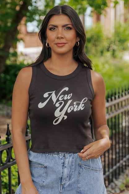 Girl Dangerous New York Graphic Tank Top - Charcoal - Magnolia Boutique