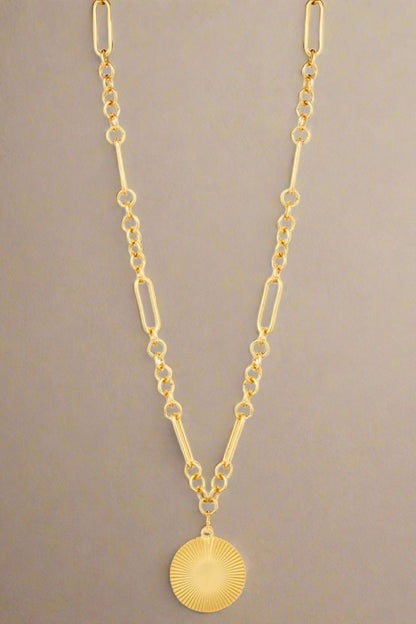 Gold Chain Link Textured Pendant Necklace - Magnolia Boutique