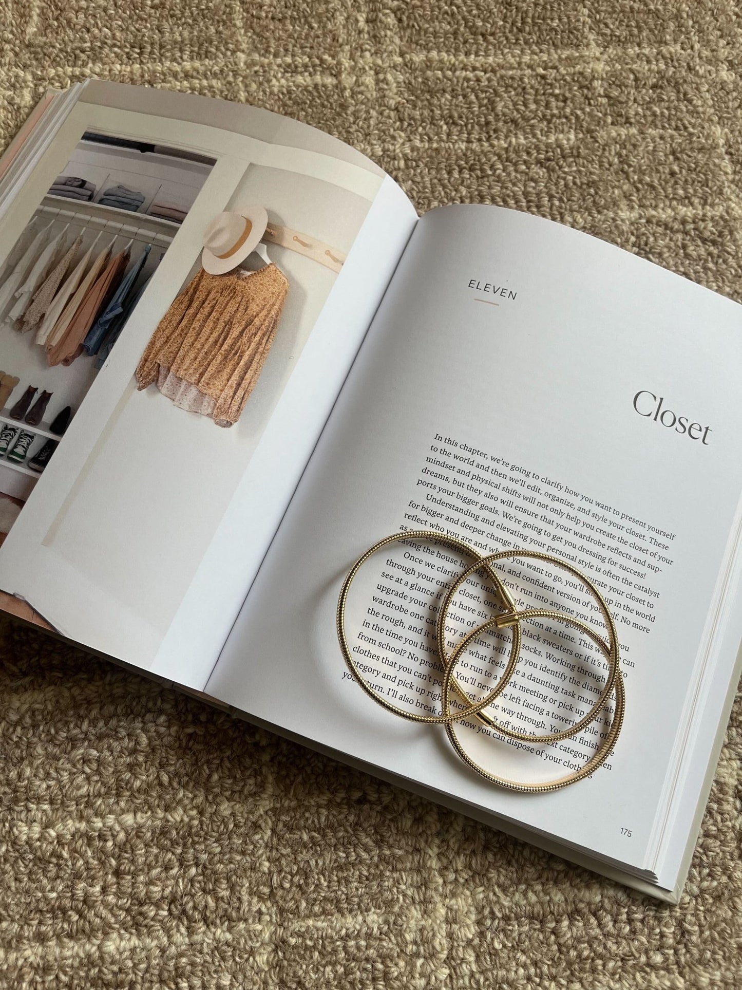 The Gold Coiled Metallic Bracelet Set adds a modern, elegant touch to any look.