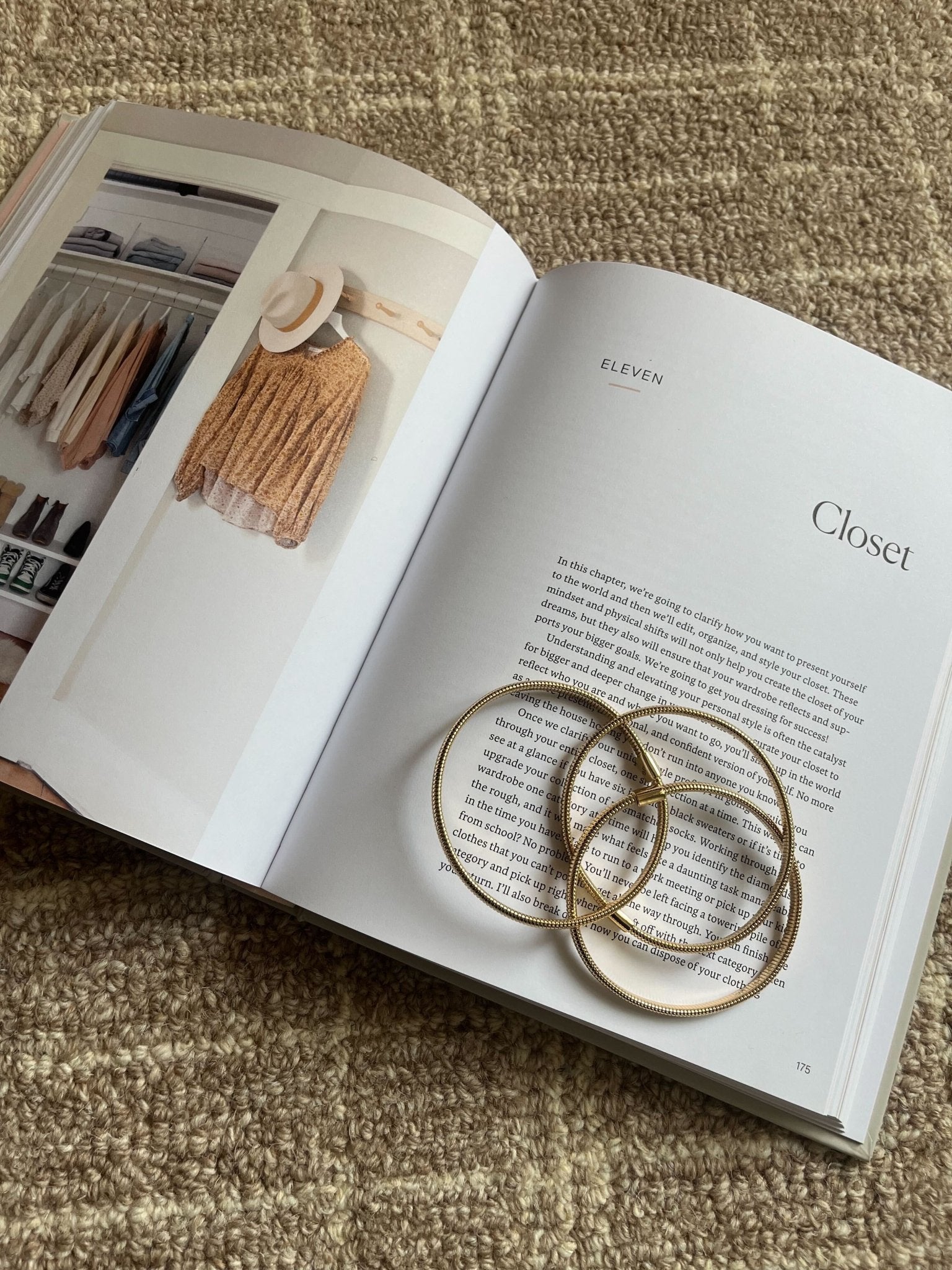 The Gold Coiled Metallic Bracelet Set adds a modern, elegant touch to any look.