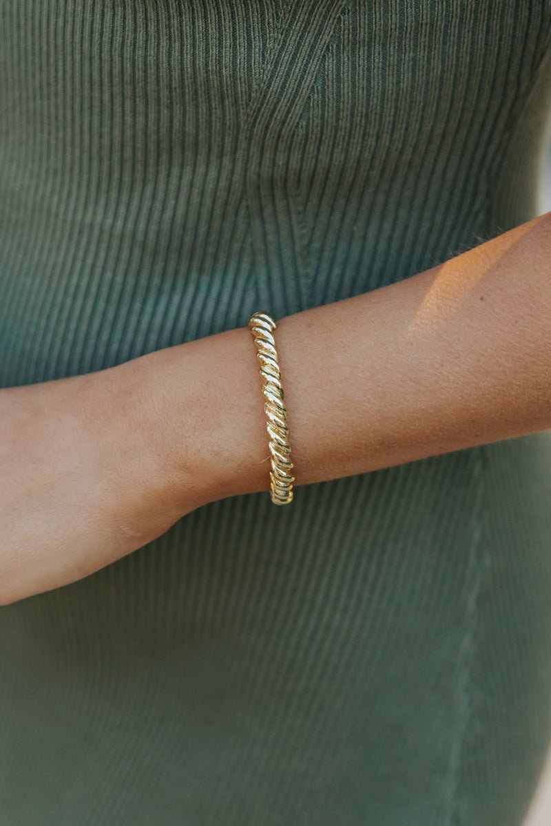 Gold Dipped Elastic Coil Bangle Bracelet - Magnolia Boutique