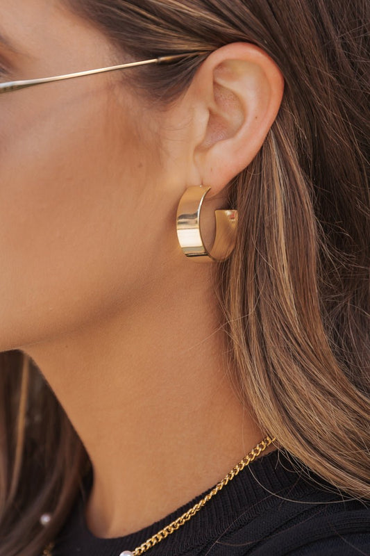 Gold Dipped Flat Hoop Earrings - Magnolia Boutique