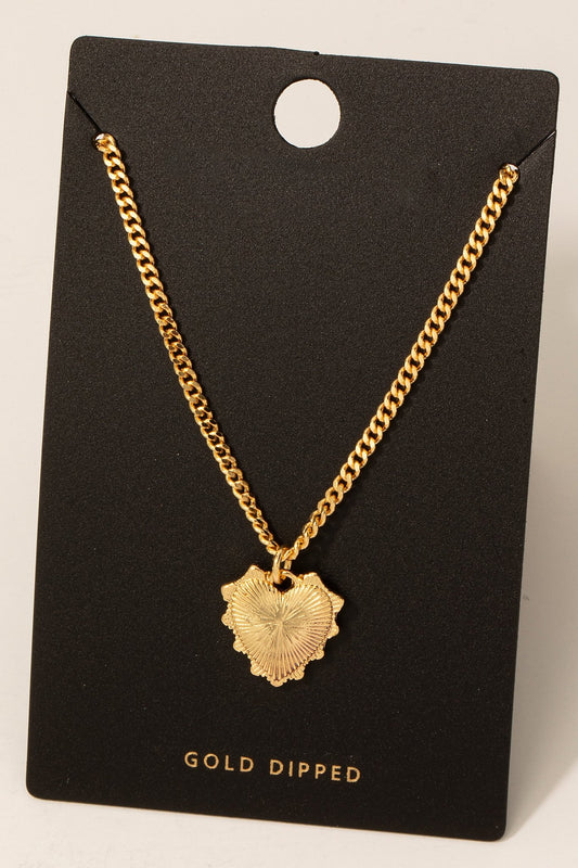 Gold Dipped Heart Pendant Necklace on black card labeled GOLD DIPPED. FINAL SALE.