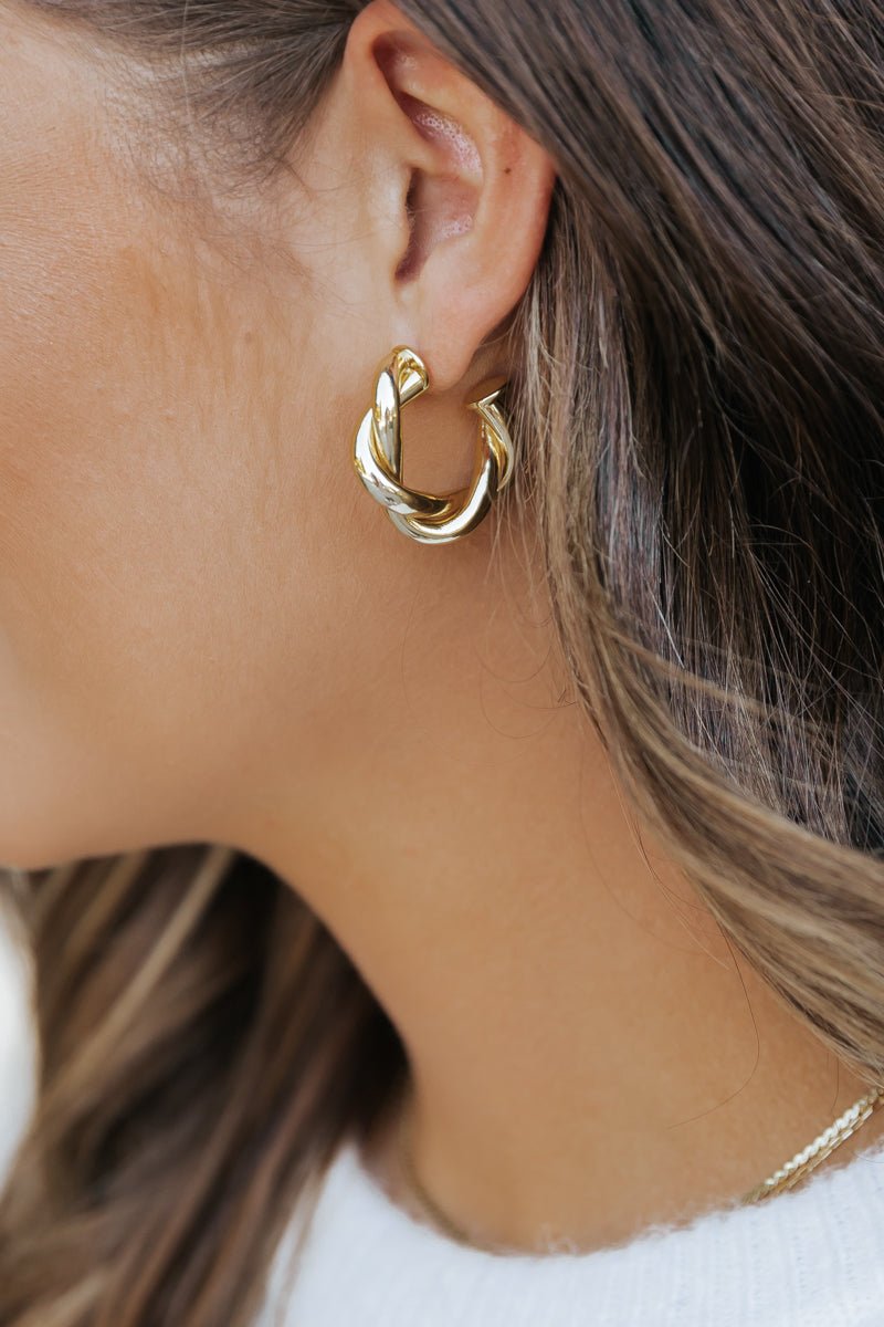 Gold Dipped Metallic Twisted Hoop Earrings - Magnolia Boutique