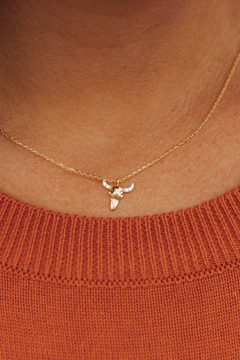 Gold Dipped Texas Longhorn Pendant Necklace - Magnolia Boutique