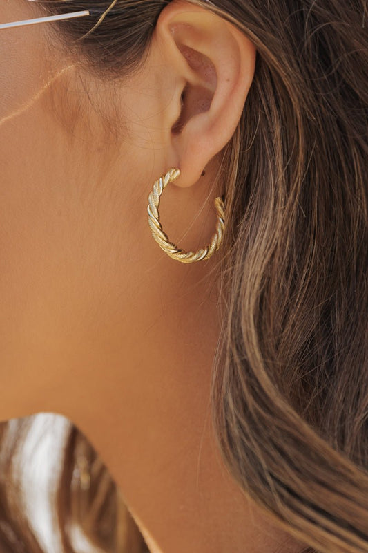 Gold Dipped Twisted Hoop Earrings - Magnolia Boutique