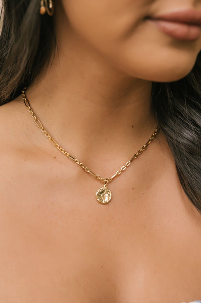 Gold Hammered Coin Pendant Chain Necklace - Magnolia Boutique