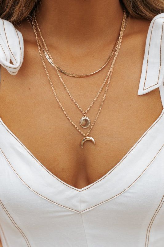 Gold Layered Sun & Moon Choker Necklace - Magnolia Boutique