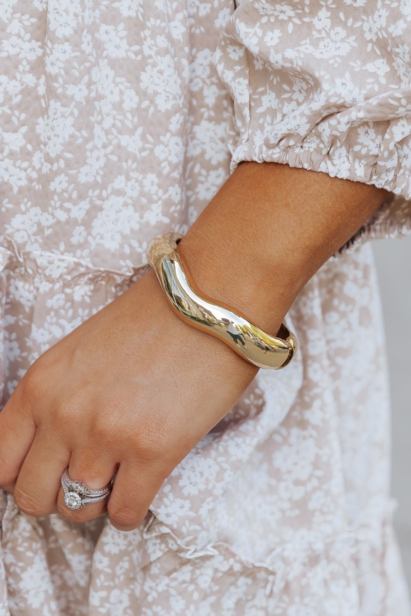 Gold Metallic Bangle Bracelet - Magnolia Boutique