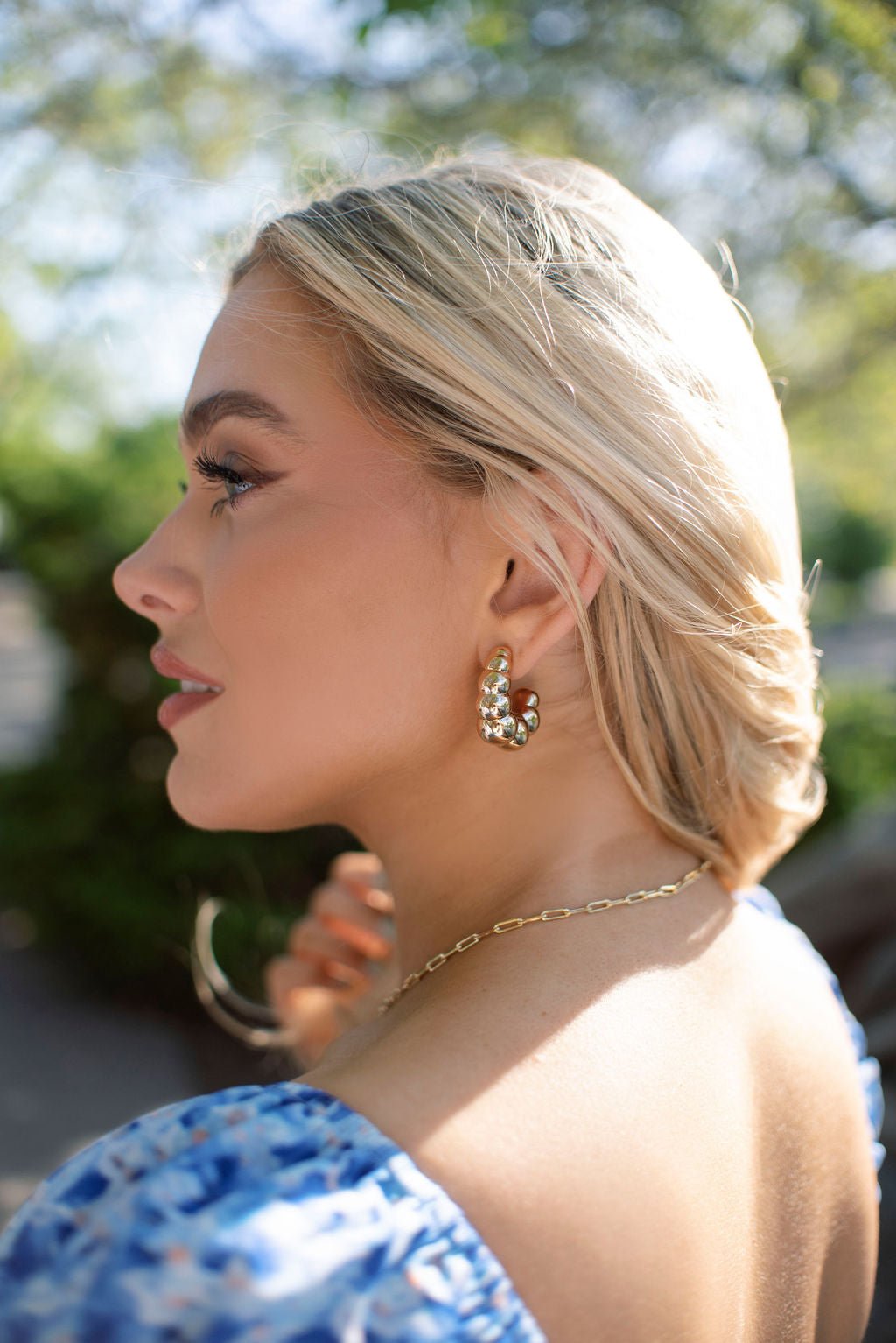Gold Metallic Bubble Hoop Earrings - Magnolia Boutique