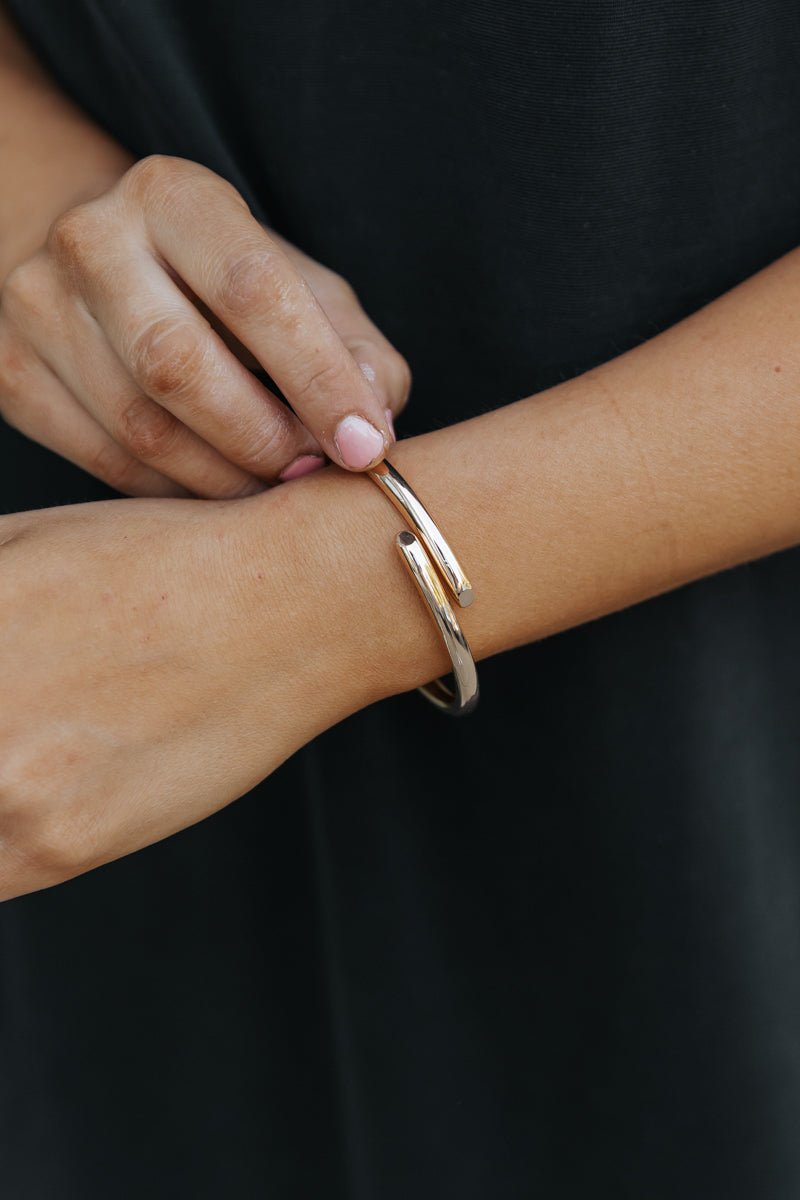 Gold Metallic Hinge Cuff Bracelet - Magnolia Boutique