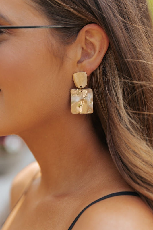Gold Metallic Warped Dangle Earrings - Magnolia Boutique