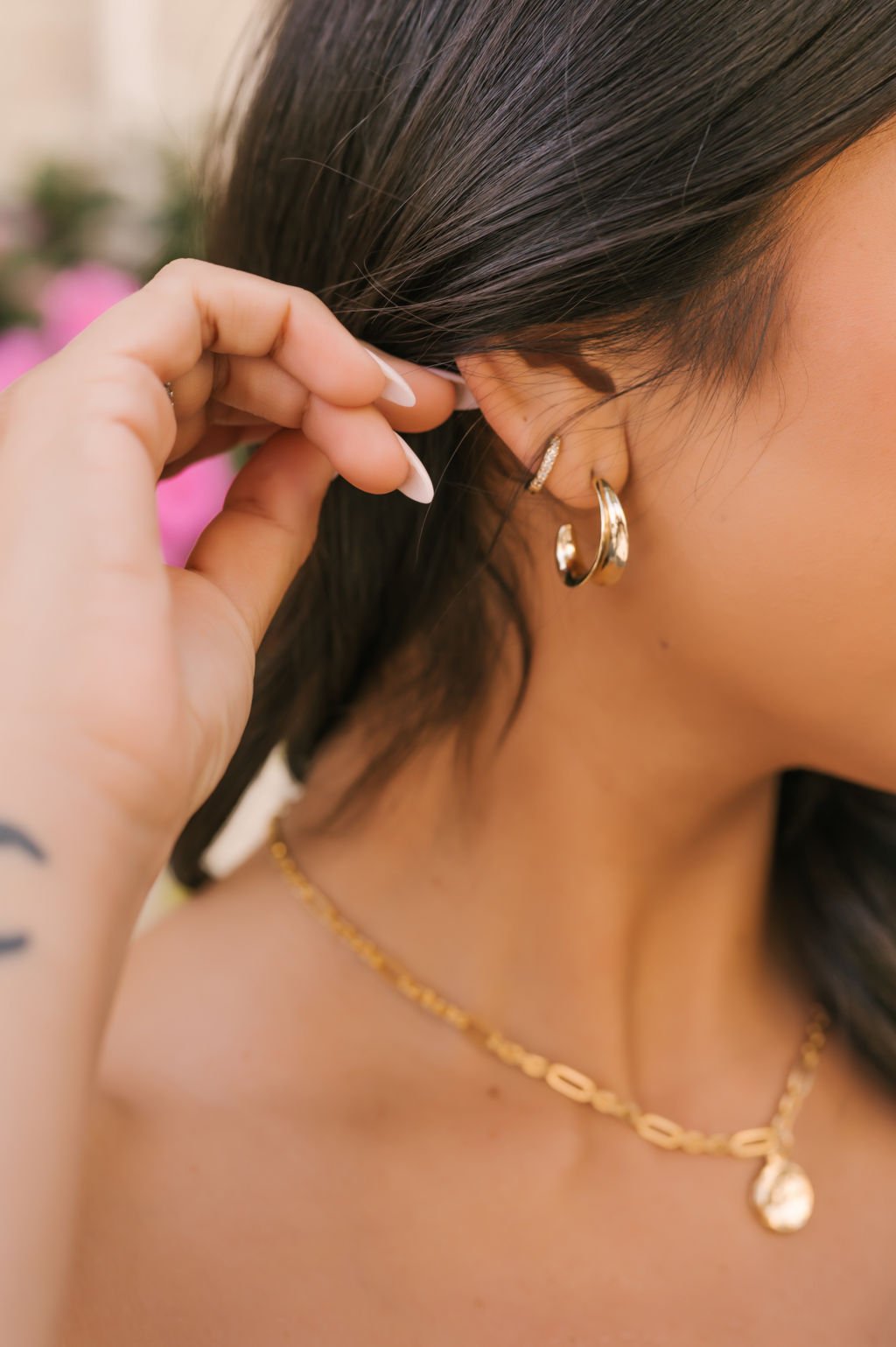 Gold Metallic Warped Hoop Earrings - Magnolia Boutique