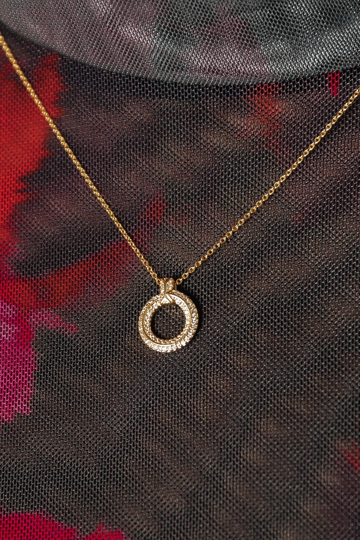 Gold Pavé Hoop Pendant Necklace - Magnolia Boutique