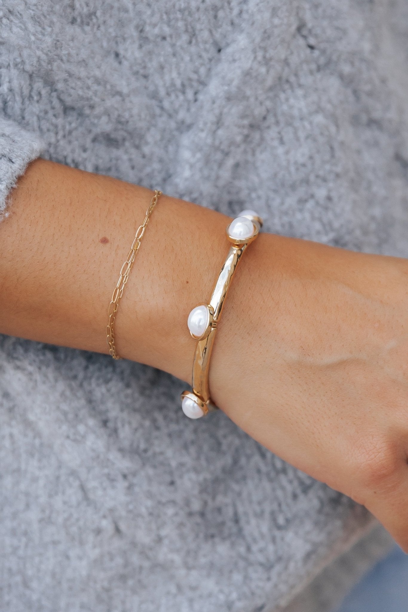 Gold Pearl Charm Bracelet - Magnolia Boutique