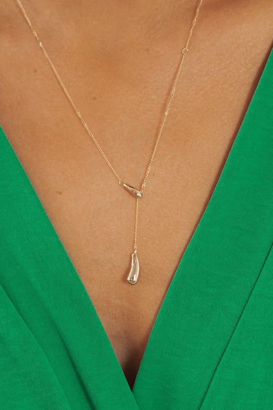 Gold Teardrop Chain Lariat Necklace - Magnolia Boutique