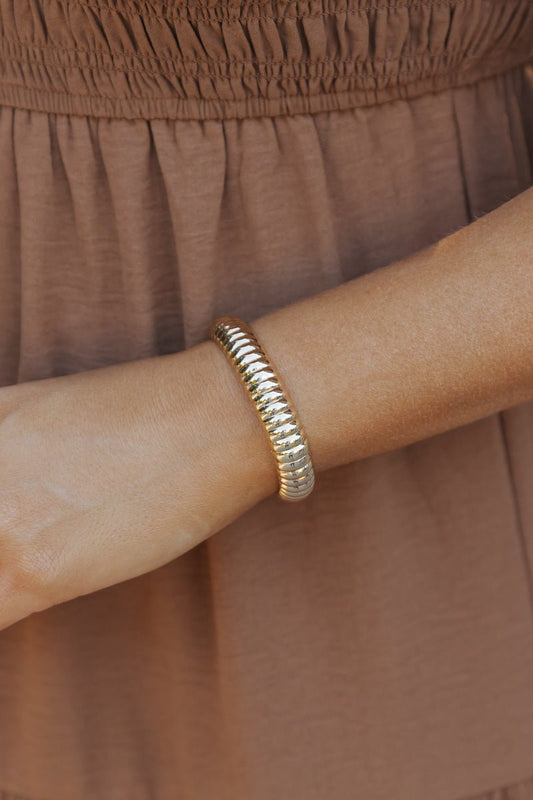 Gold Textured Cuff Bracelet - Magnolia Boutique