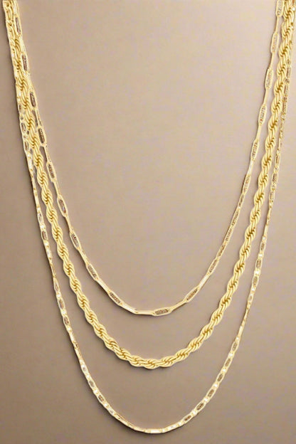 Gold Three layer Rope Chain Link Necklace - Magnolia Boutique