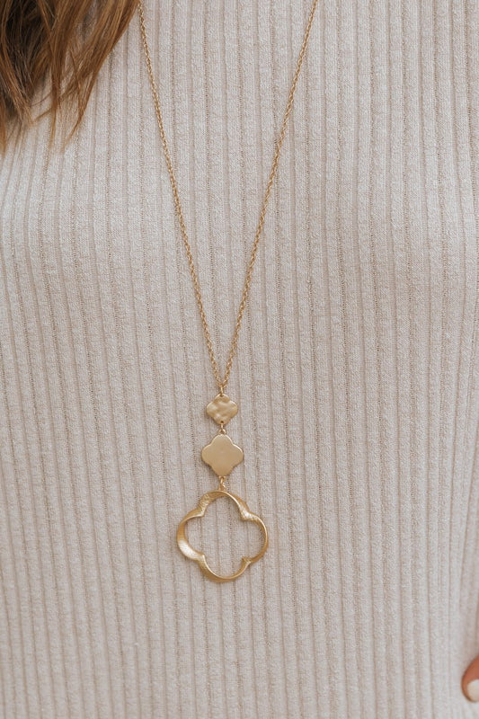 Gold Tiered Clover Pendant Necklace - Magnolia Boutique
