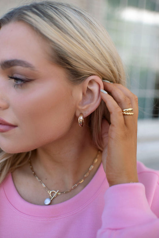 Gold Twisted Design Mini Hoop Earrings - Magnolia Boutique