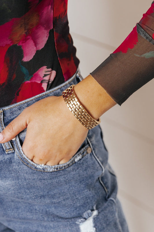 Gold Watch Chain Bangle Bracelet - Magnolia Boutique