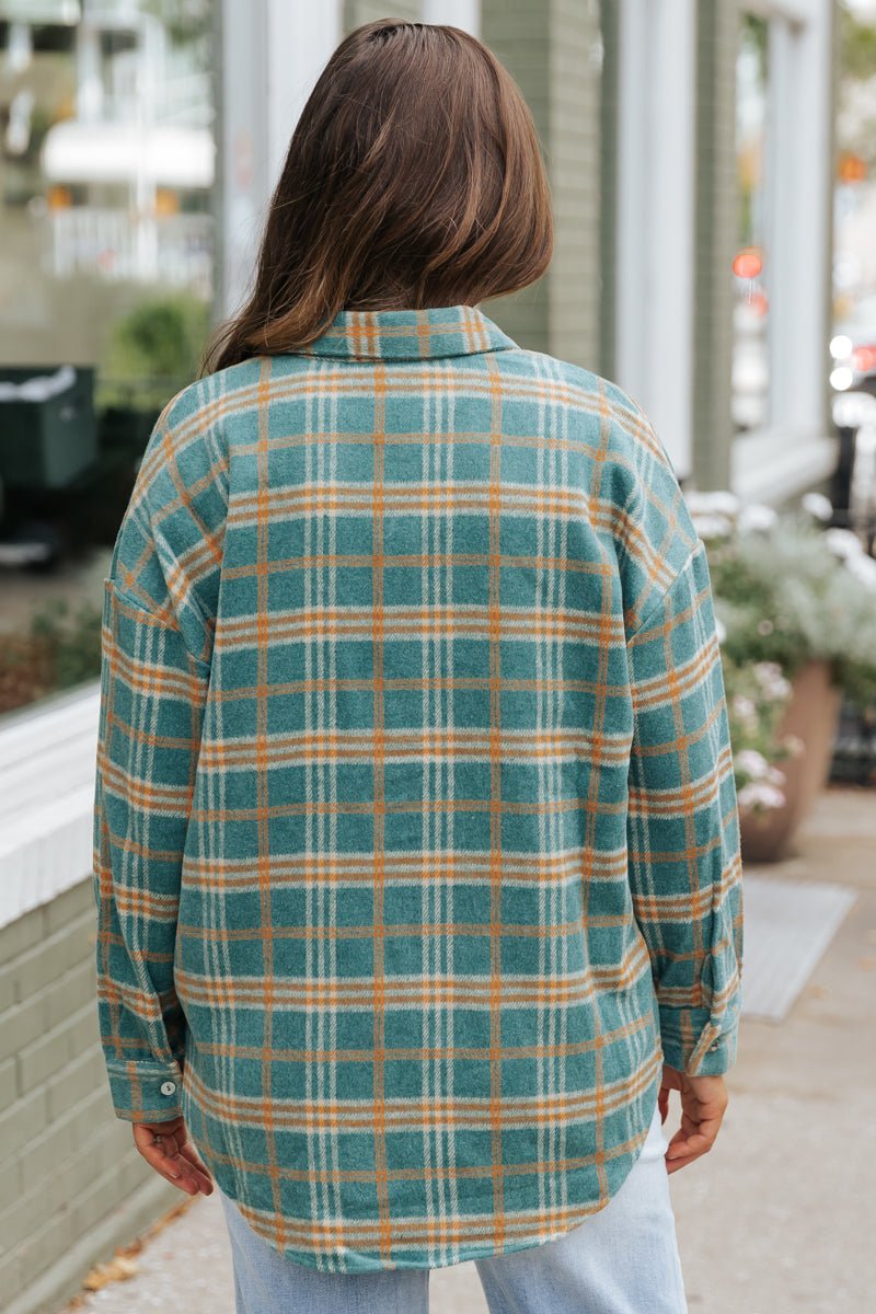 Green and Orange Plaid Shacket - Magnolia Boutique