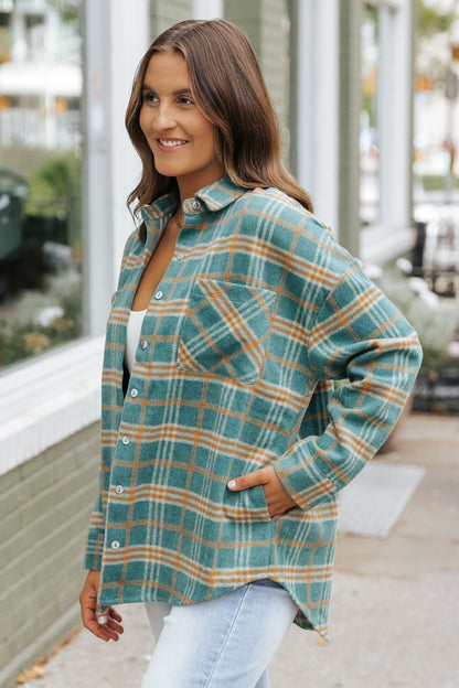 Green and Orange Plaid Shacket - Magnolia Boutique