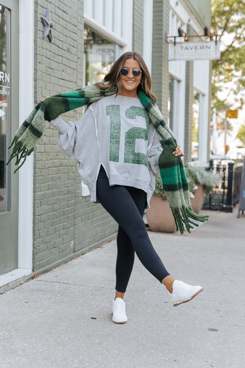 Green Brush Striped Blanket Scarf - Magnolia Boutique