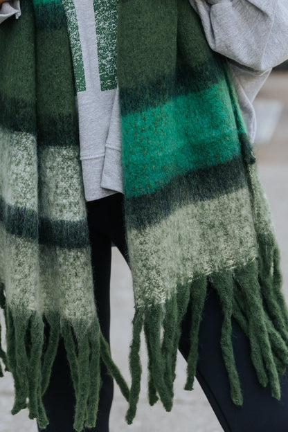 Green Brush Striped Blanket Scarf - Magnolia Boutique