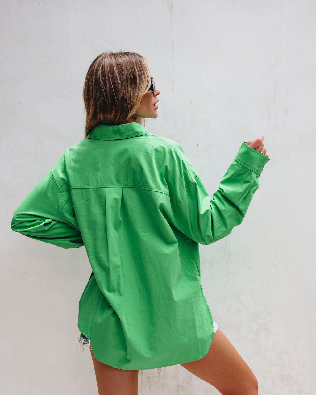 Green Button Down Cotton Shirt | Pre Order - Magnolia Boutique