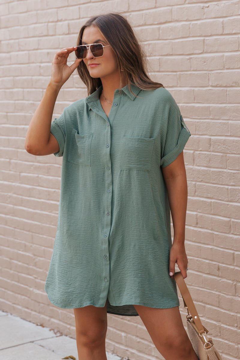button up shirt dress Mersea Women's Hermosa Linen in Crisp White This girls from Hermosashes chill Drop Shoulder Button Up Woven