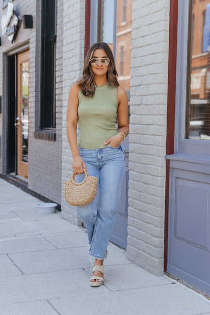 Green Fitted Ribbed Tank Top | Pre Order - Magnolia Boutique