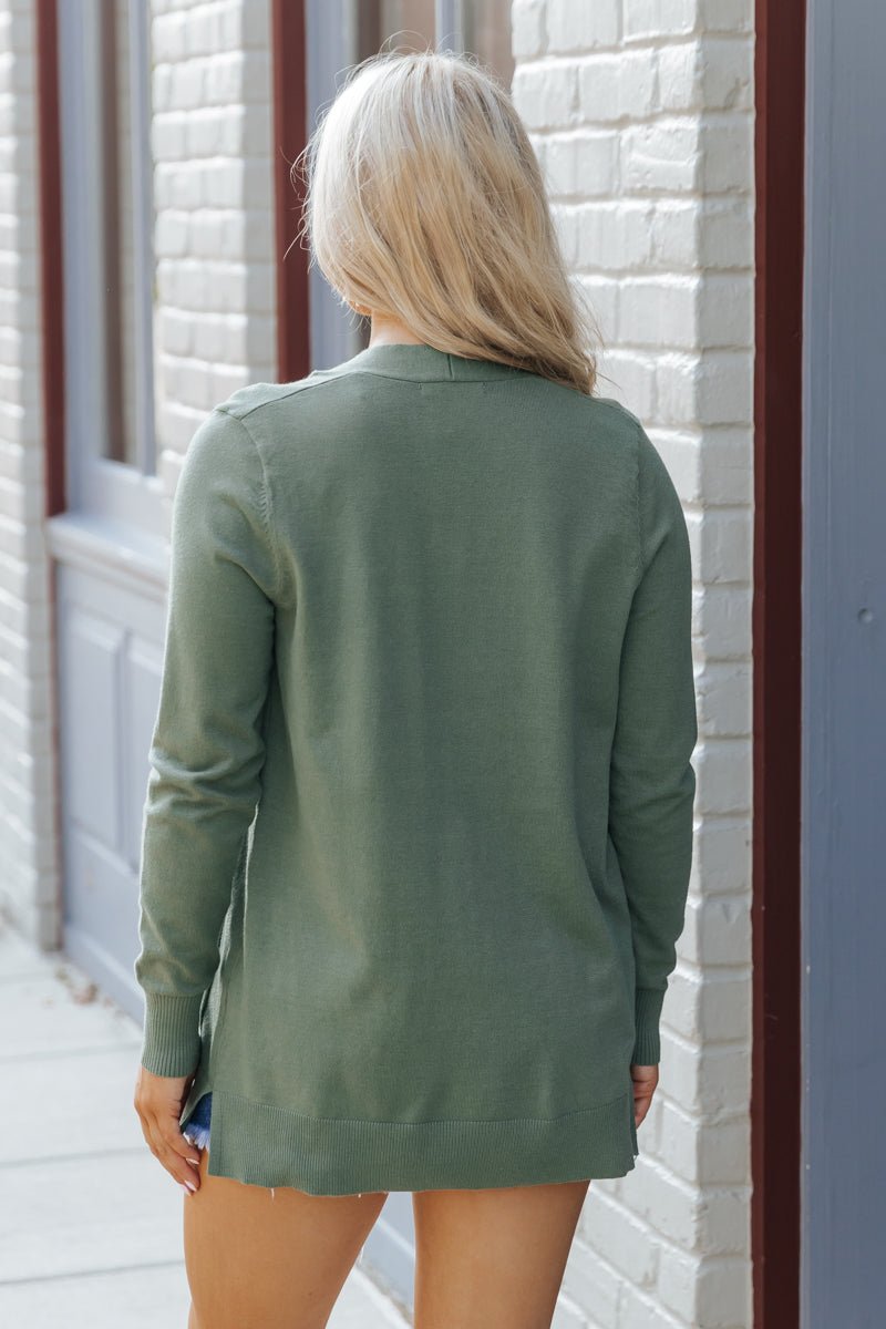 Green Open Front Ribbed Sweater Cardigan - Magnolia Boutique